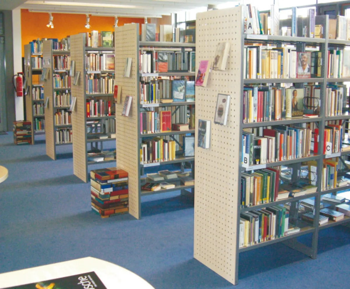 Stirnseitenverblendungen aus Design-Lochplatten — Stadtbibliothek Coswig, Coswig/Sachsen