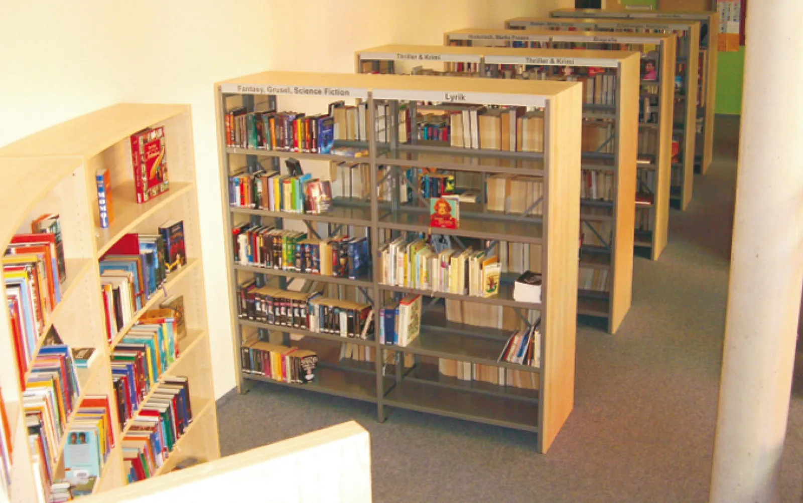 Regalsystem „Letec" mit kompletter Holzumhausung — Schul- und Gemeindebibliothek Zielitz, Zielitz